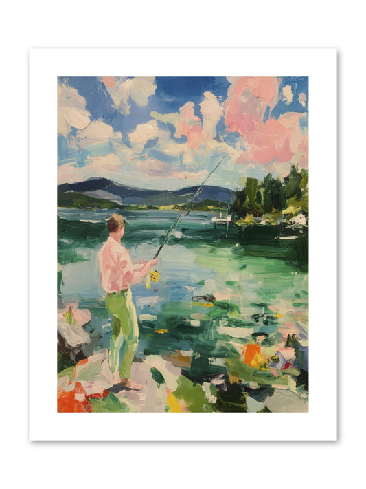 Fishing Hour Glory -- Paper Print 9x12