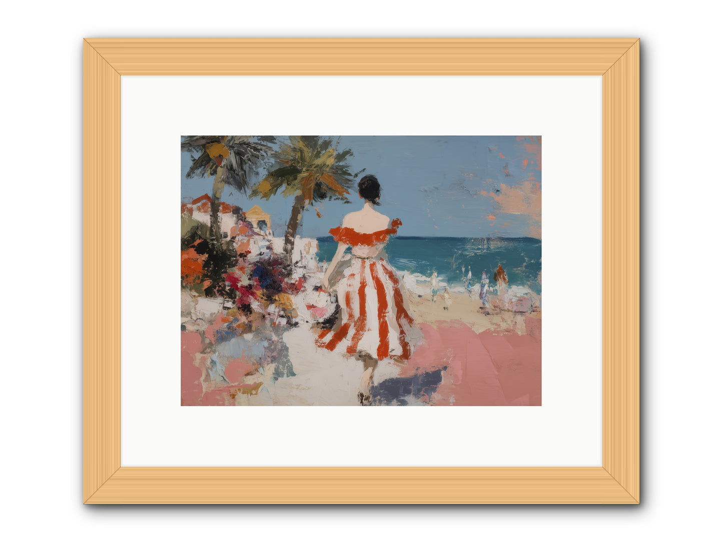 Flamingo Shores -- Framed Print - Natural 12x9