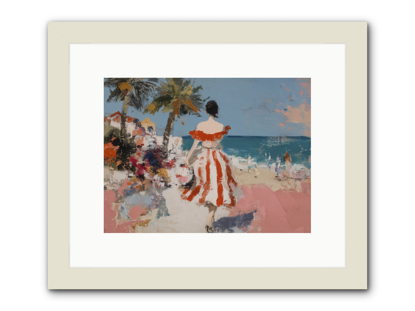 Flamingo Shores -- Framed Print - White 12x9