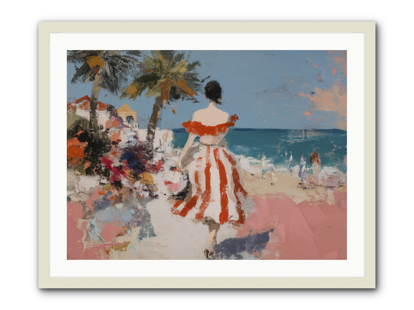 Flamingo Shores -- Framed Print - White 32x24