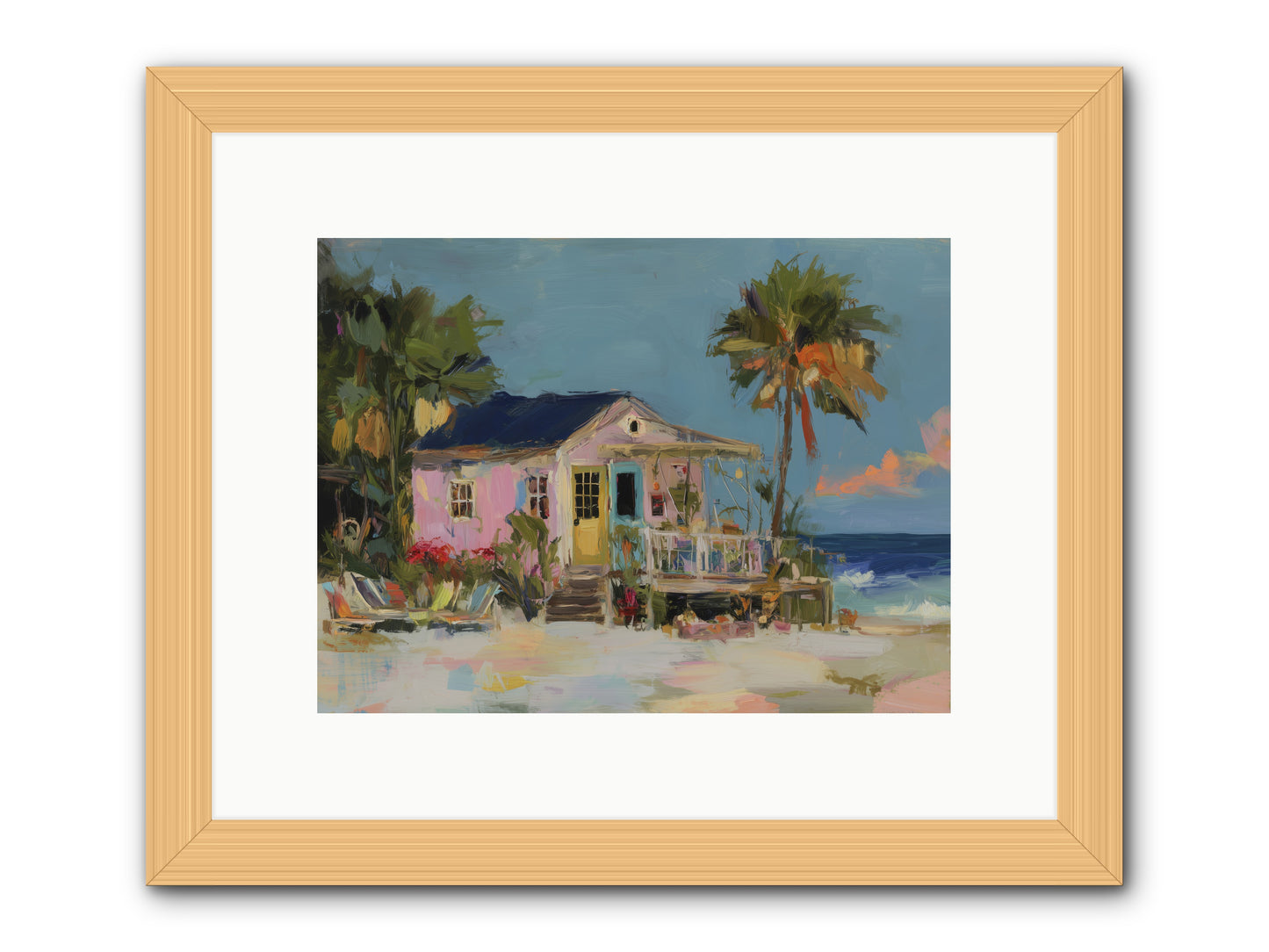 Flamingo's Dream House -- Framed Print - Natural 12x9