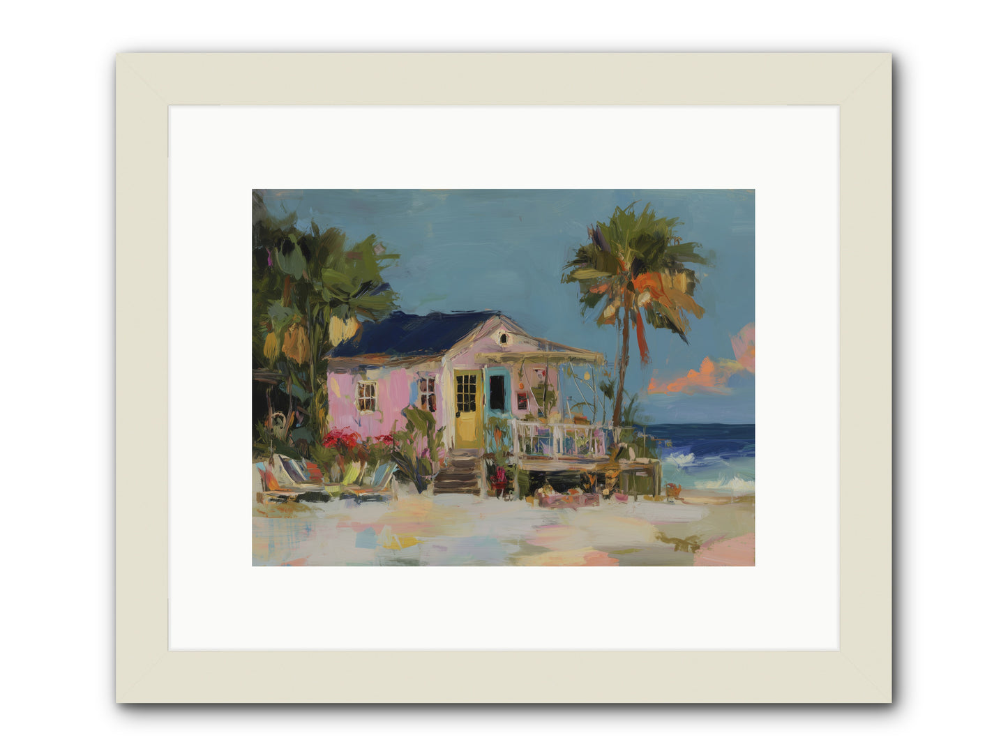 Flamingo's Dream House -- Framed Print - White 12x9