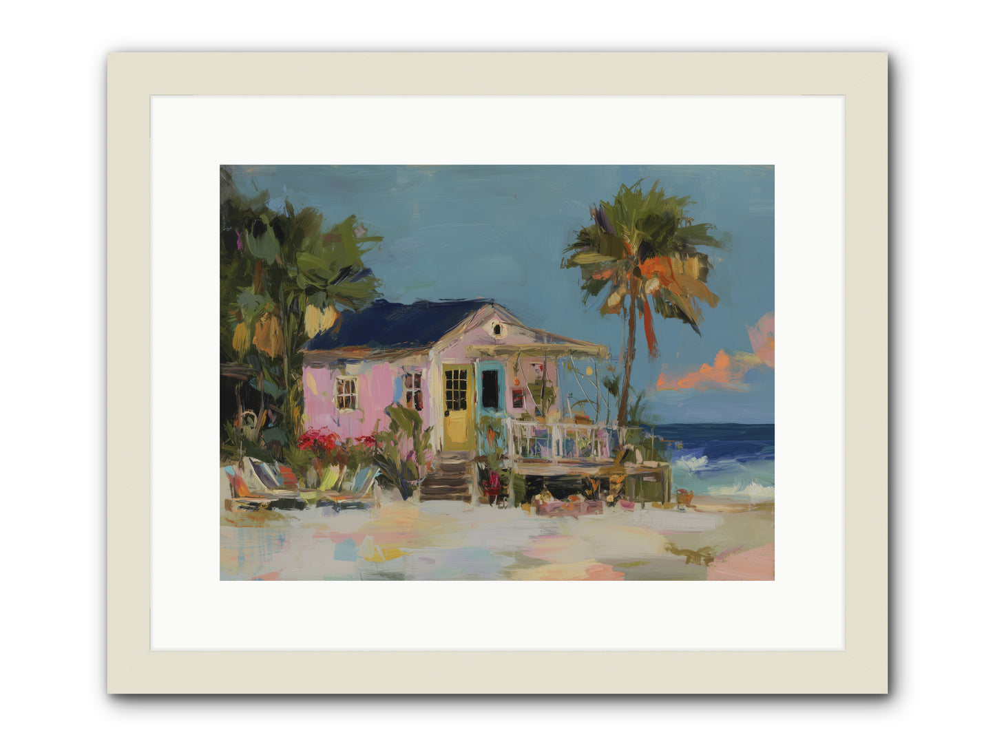 Flamingo's Dream House -- Framed Print - White 16x12