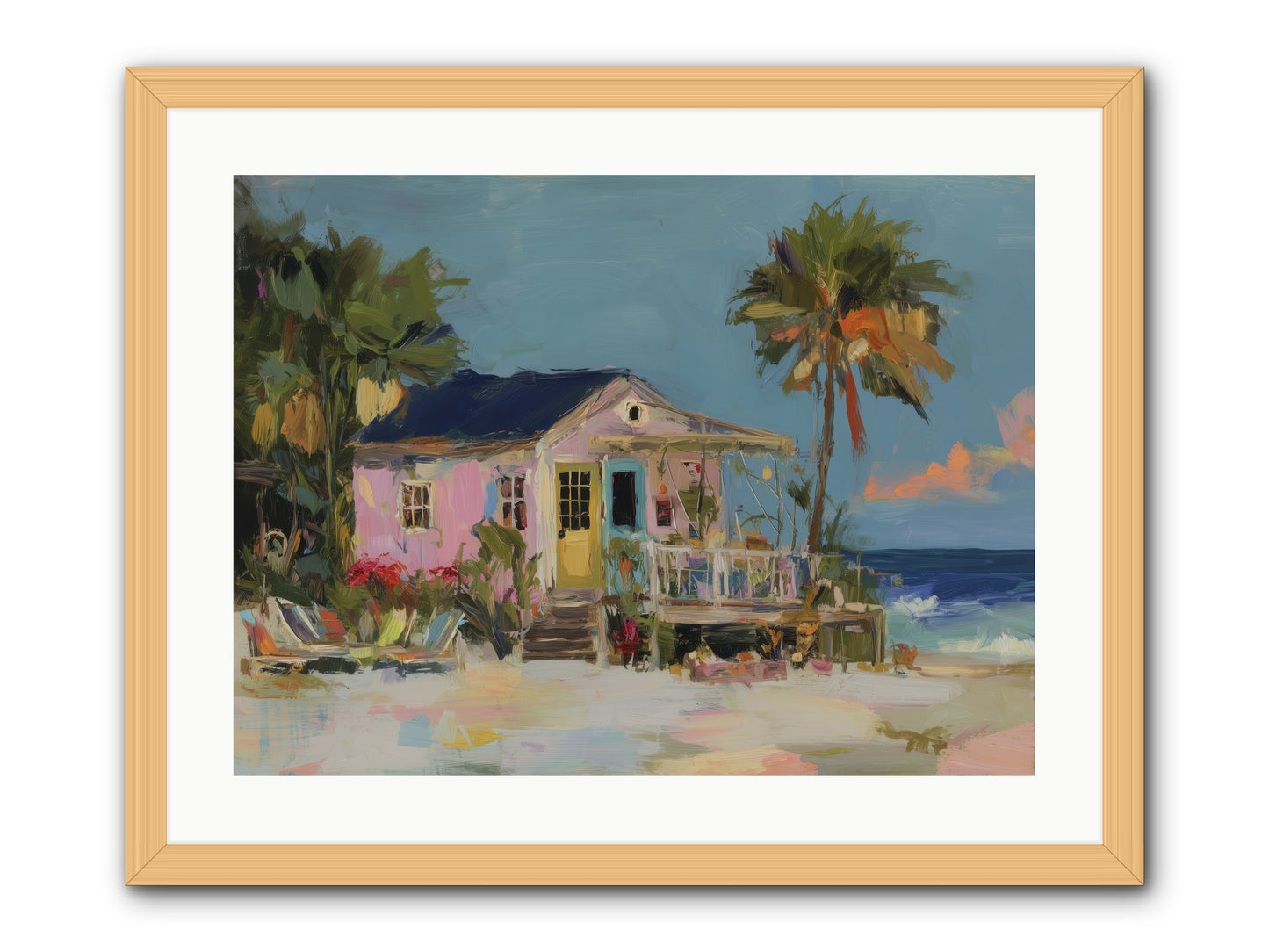 Flamingo's Dream House -- Framed Print - Natural 24x18