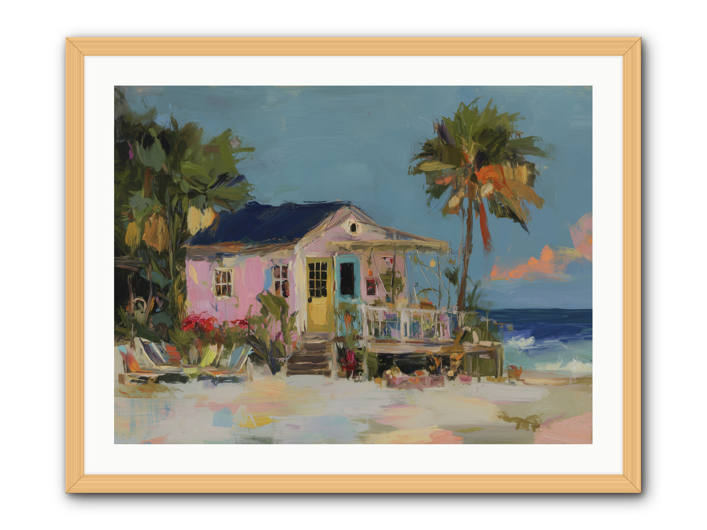 Flamingo's Dream House -- Framed Print - Natural 32x24
