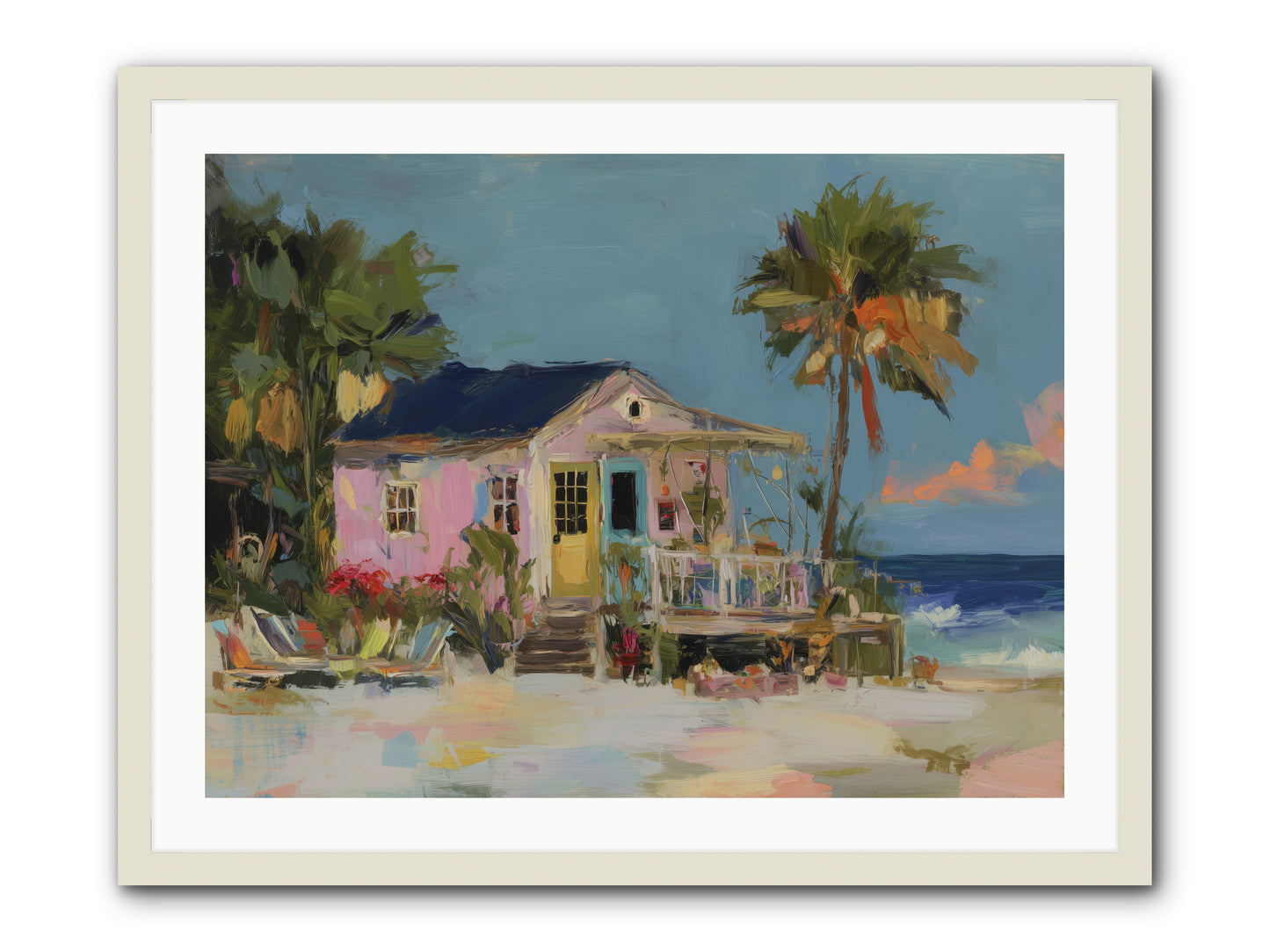Flamingo's Dream House -- Framed Print - White 32x24