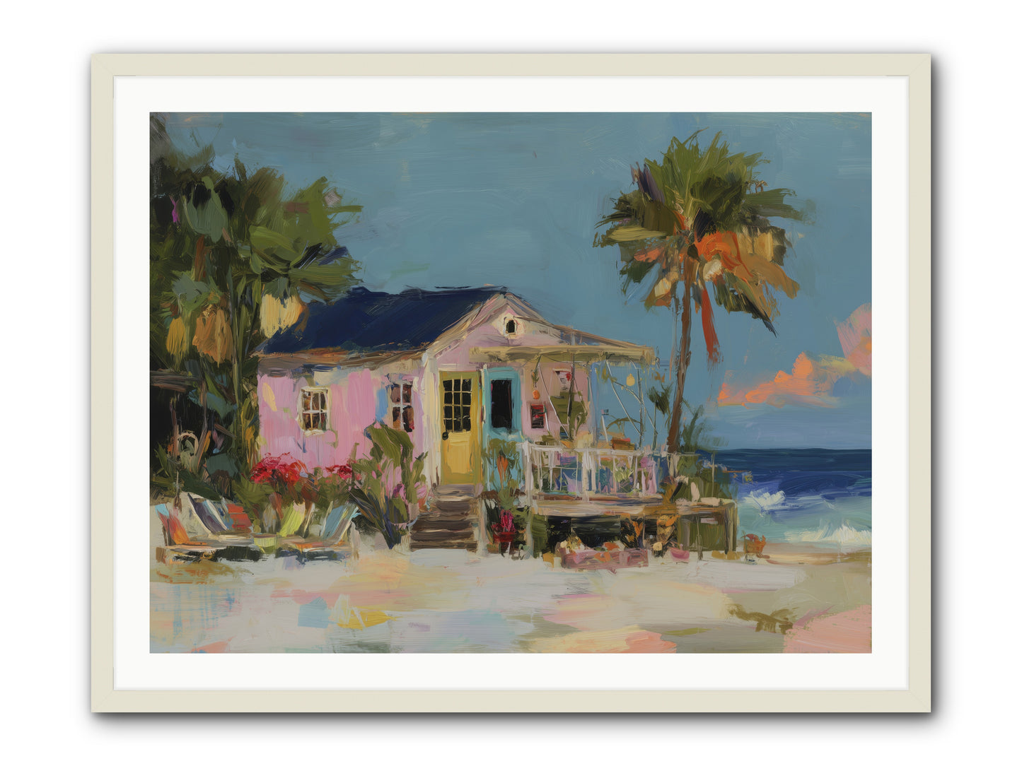 Flamingo's Dream House -- Framed Print - White 40x30