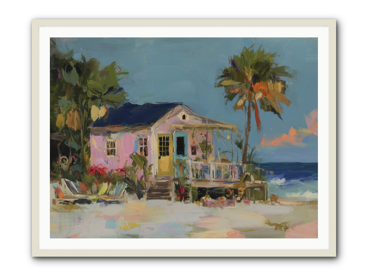 Flamingo's Dream House -- Framed Print - White 48x36