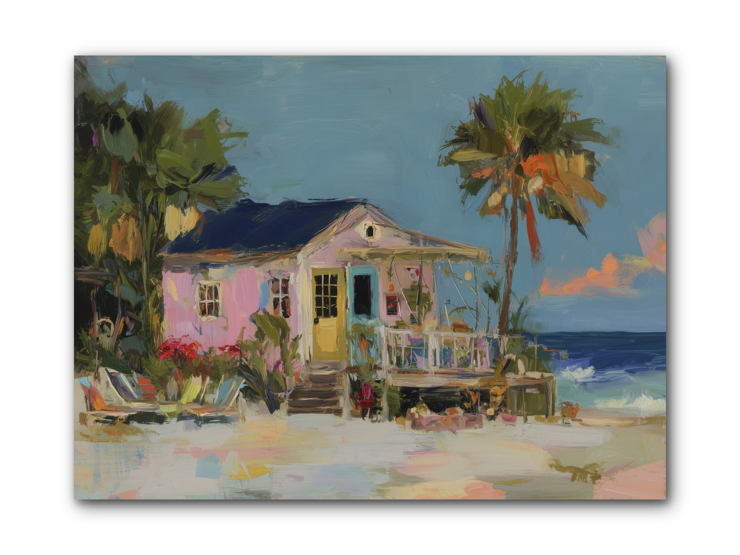 Flamingo's Dream House -- Wrapped Canvas 12x9