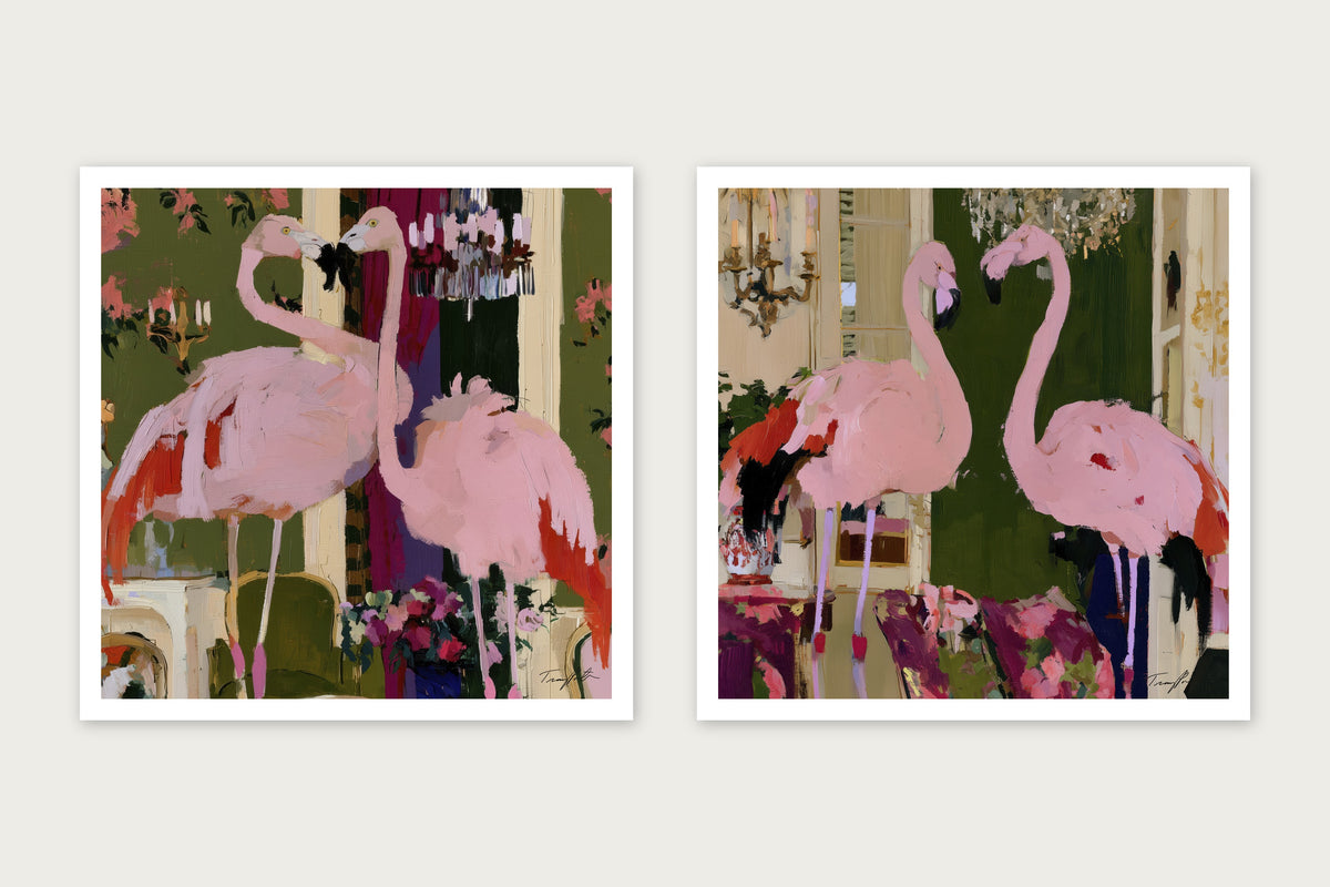 Flamingos At L’Heure Rose - Paper Print, 24x24