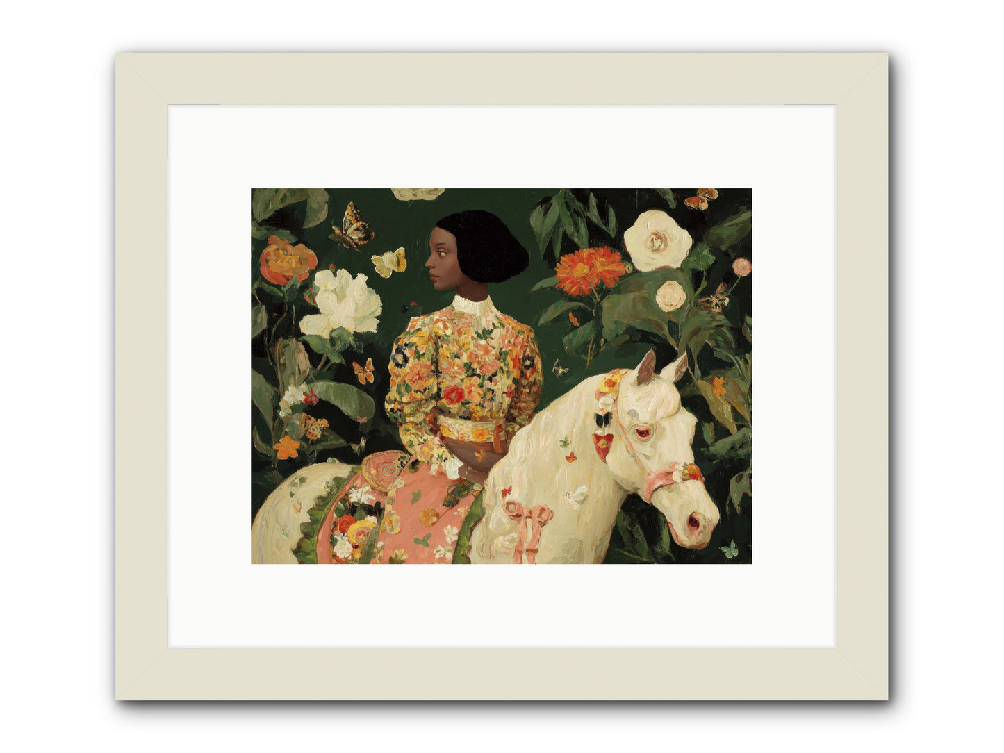 Fleur Finch-REZ -- Framed Print - White 12x9