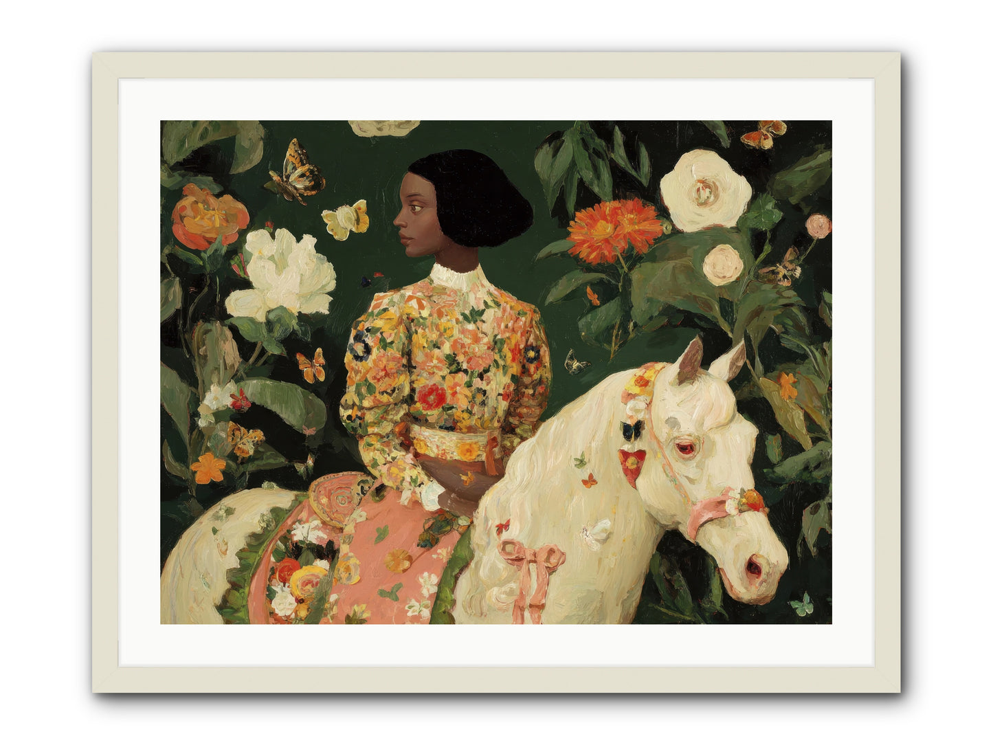Fleur Finch-REZ -- Framed Print - White 32x24