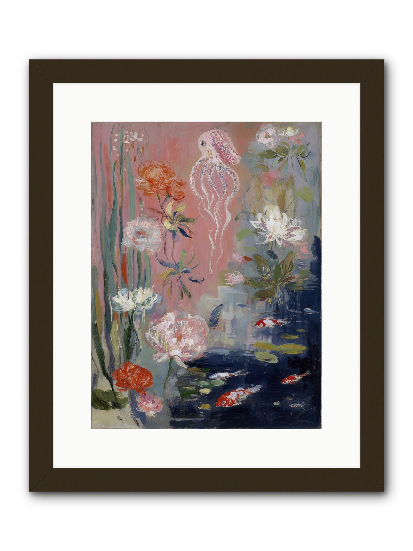 Floating in Sapphire -- Framed Print - Black 12x16