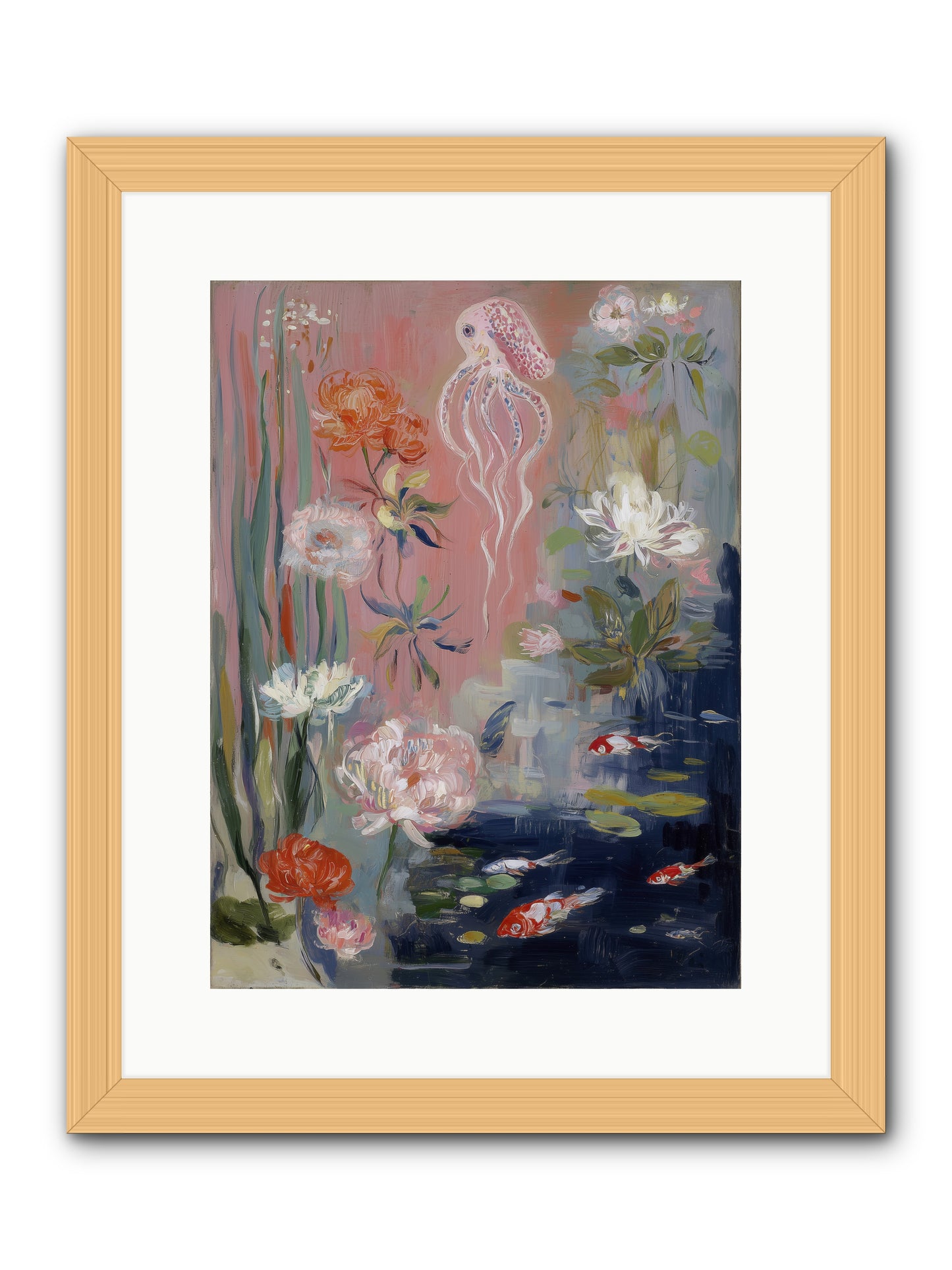 Floating in Sapphire -- Framed Print - Natural 12x16