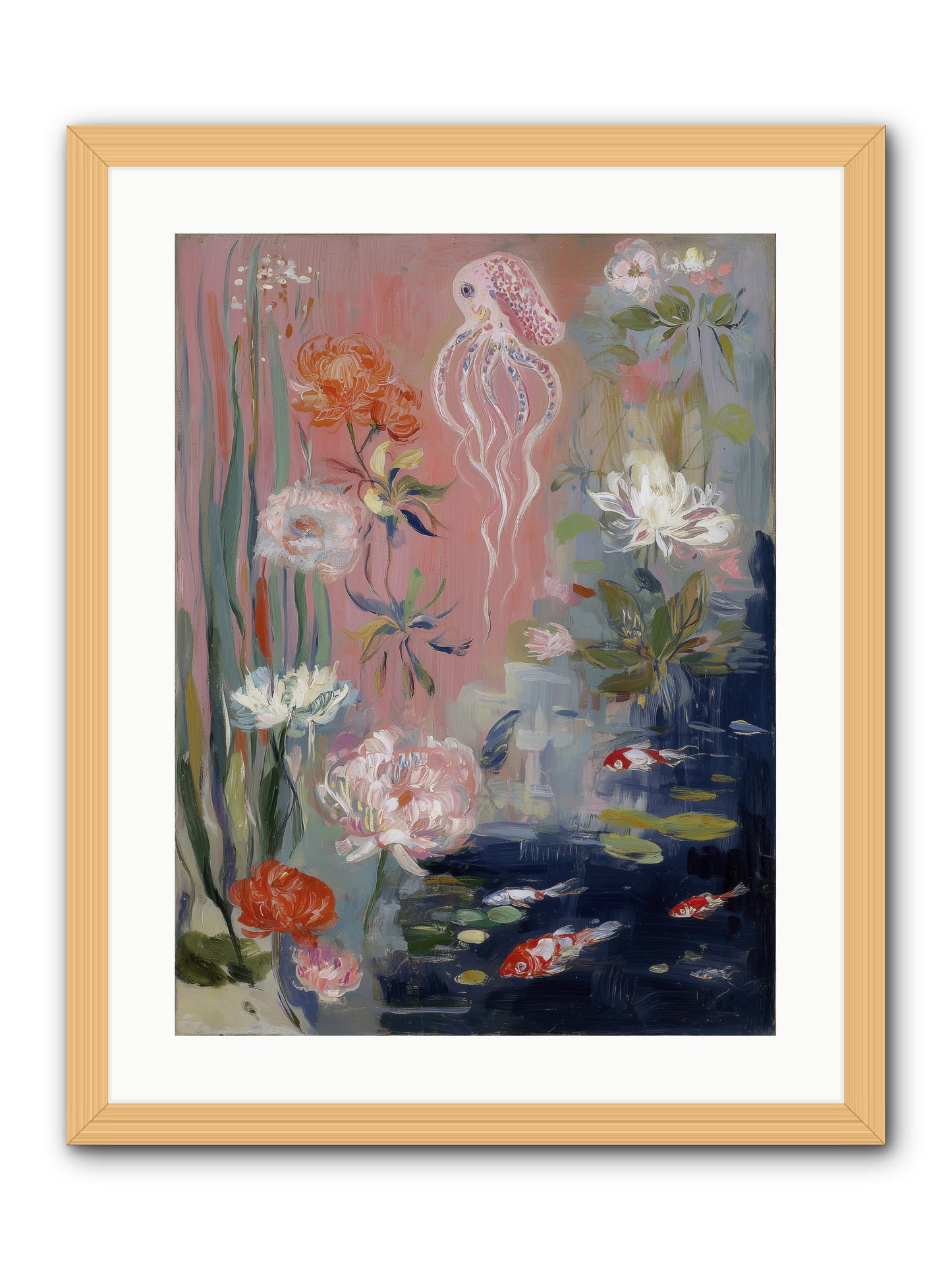 Floating in Sapphire -- Framed Print - Natural 18x24