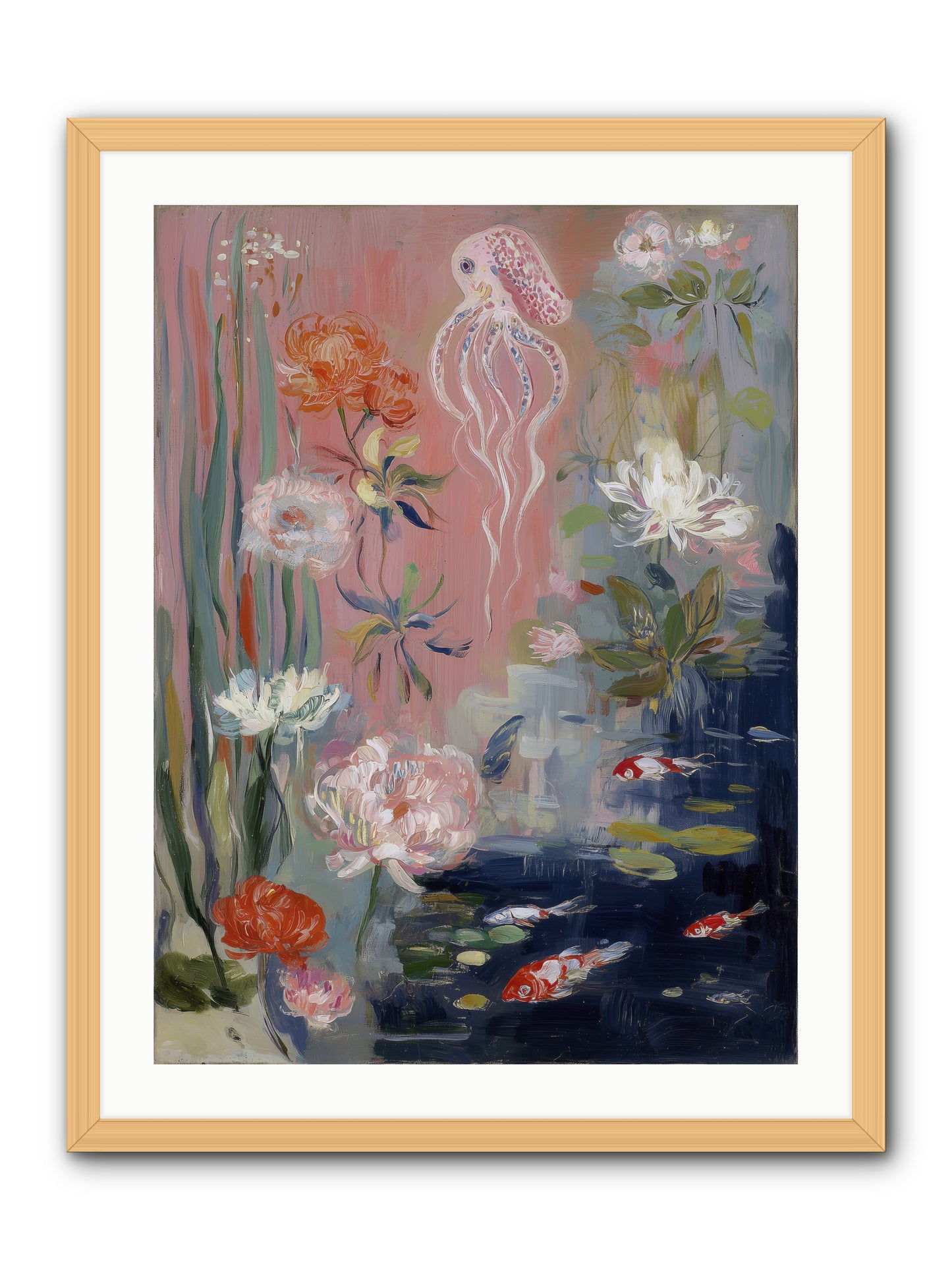 Floating in Sapphire -- Framed Print - Natural 24x32