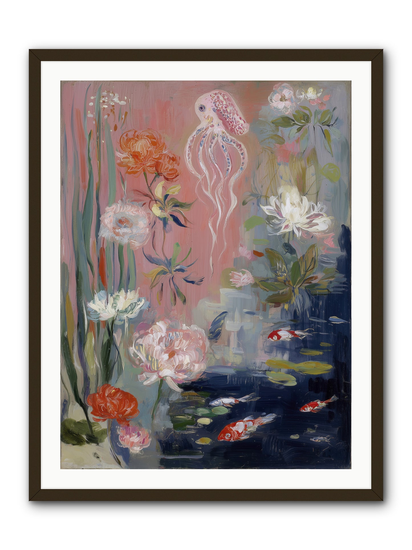 Floating in Sapphire -- Framed Print - Black 30x40