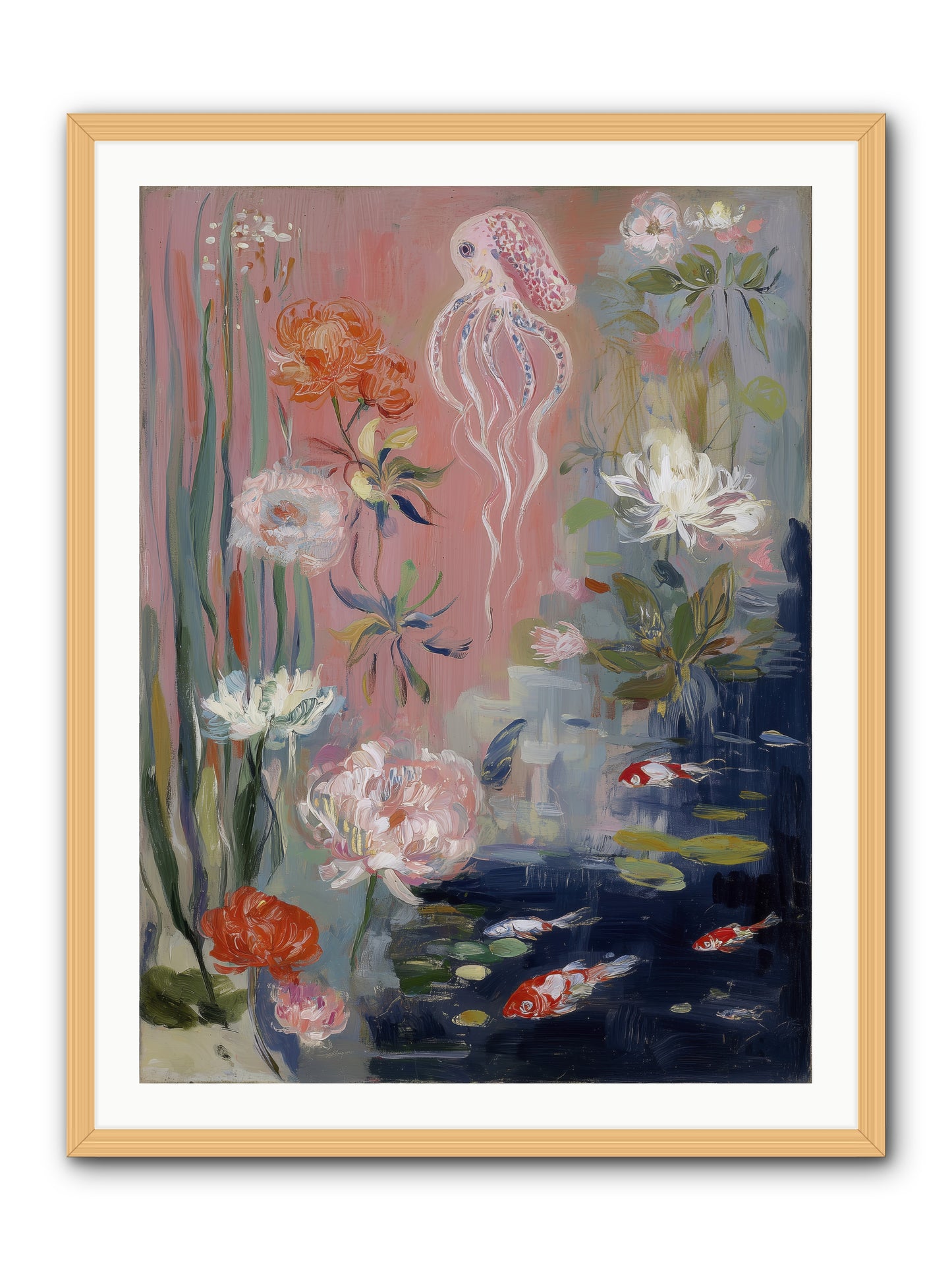 Floating in Sapphire -- Framed Print - Natural 30x40