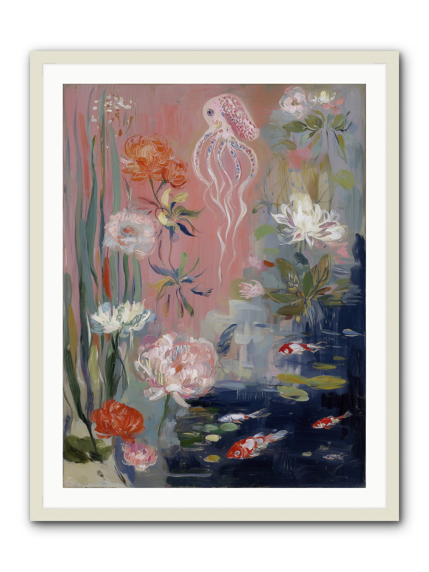 Floating in Sapphire -- Framed Print - White 30x40