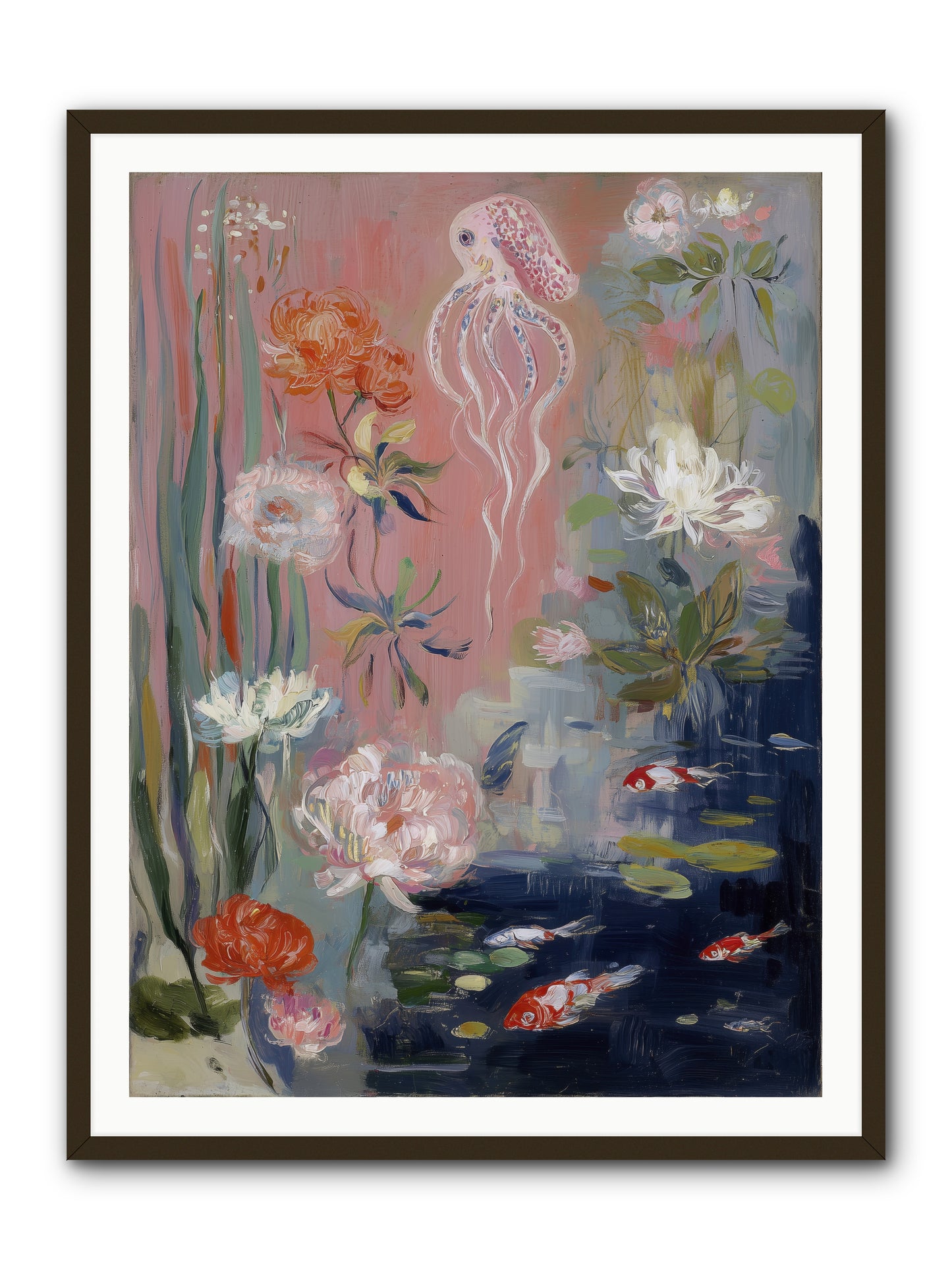 Floating in Sapphire -- Framed Print - Black 36x48