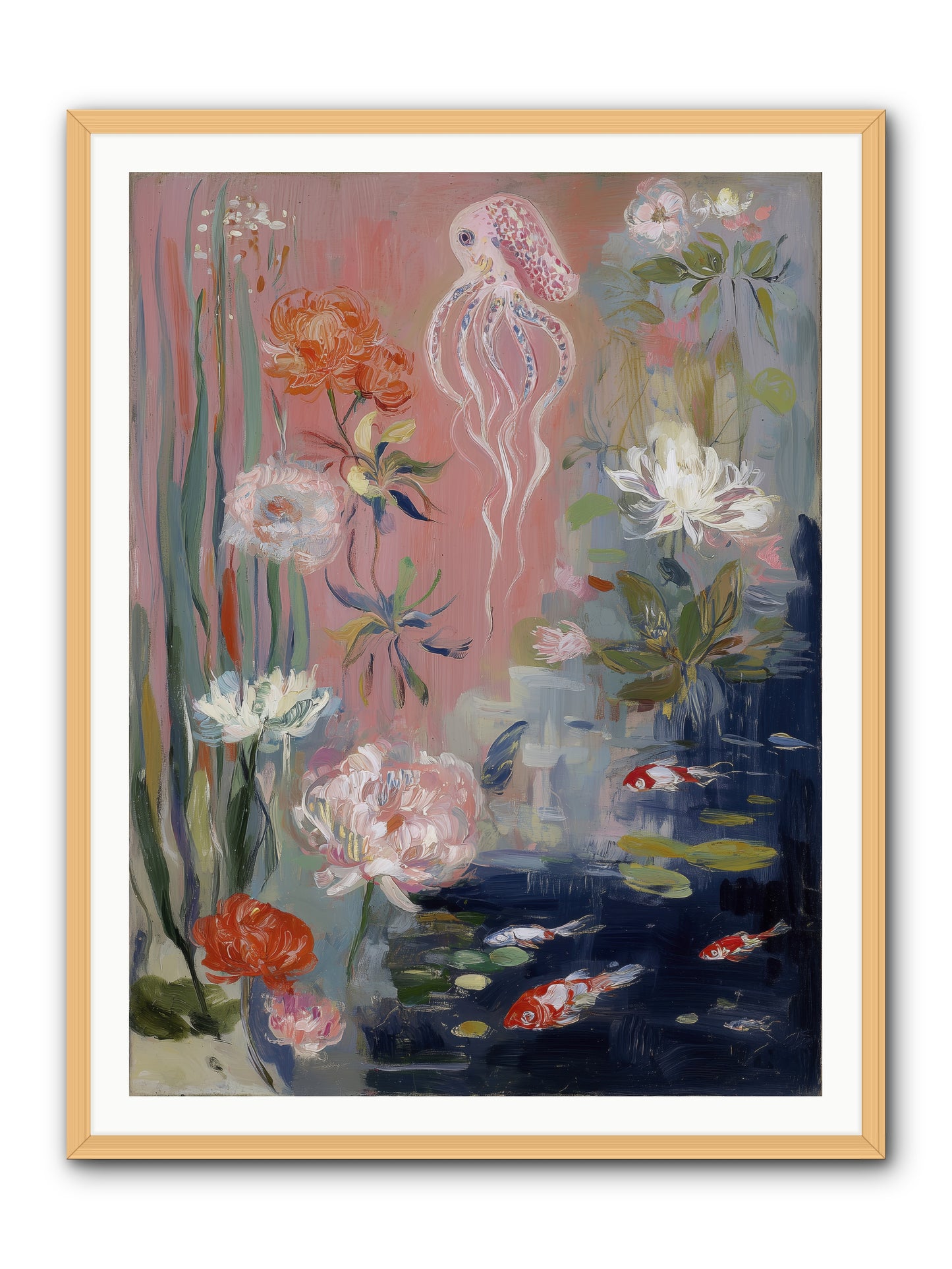 Floating in Sapphire -- Framed Print - Natural 36x48