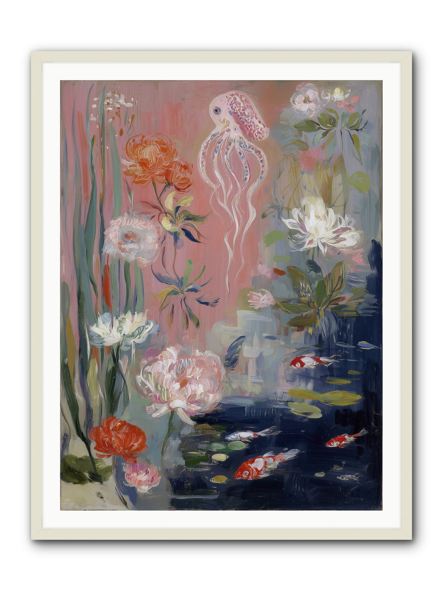 Floating in Sapphire -- Framed Print - White 36x48