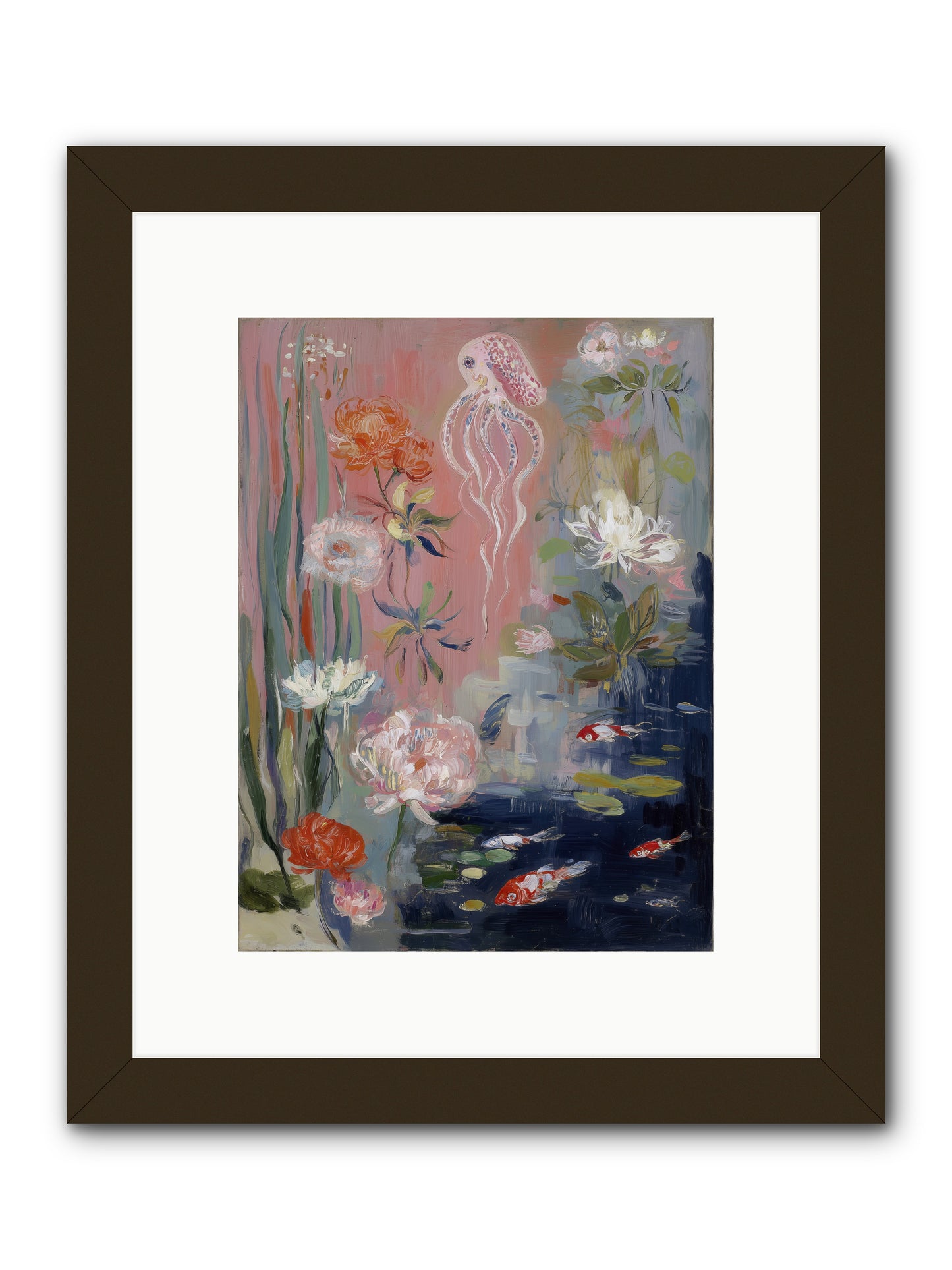 Floating in Sapphire -- Framed Print - Black 9x12