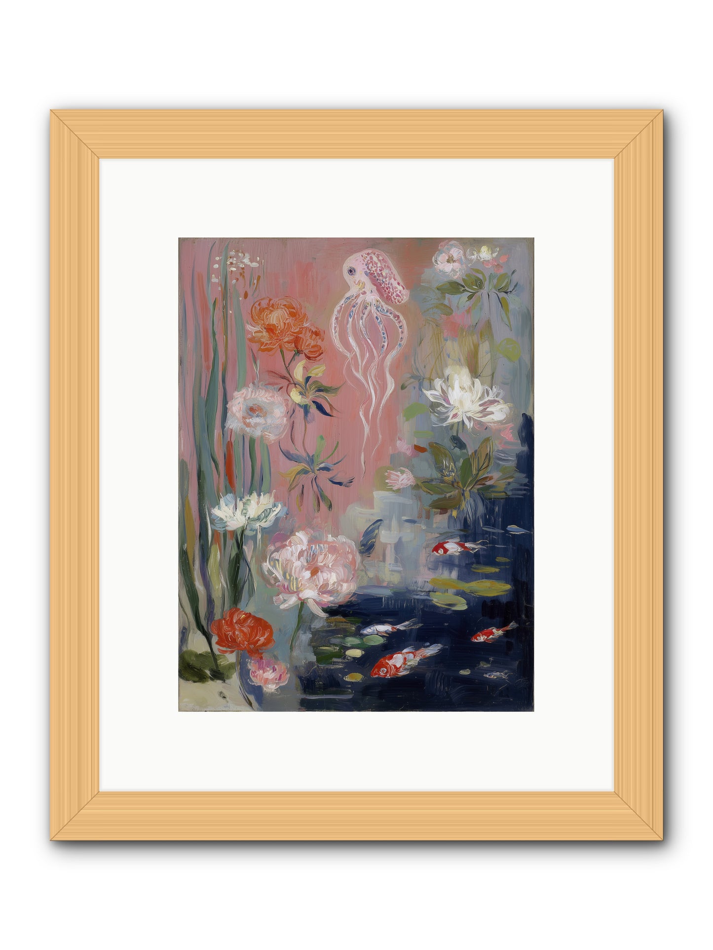 Floating in Sapphire -- Framed Print - Natural 9x12