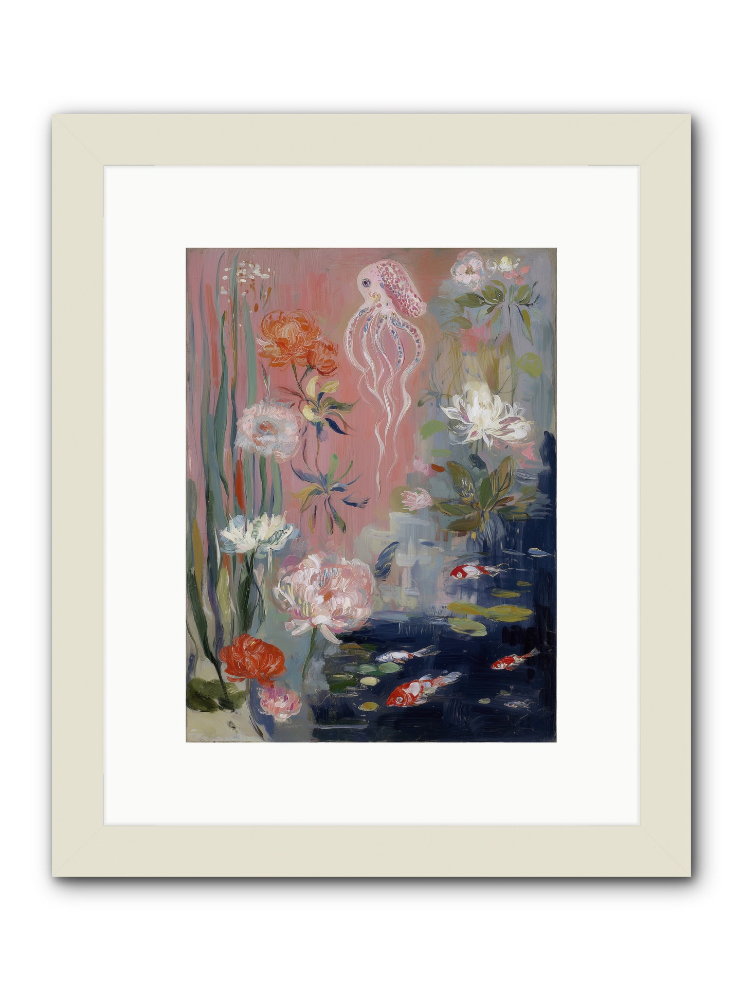Floating in Sapphire -- Framed Print - White 9x12