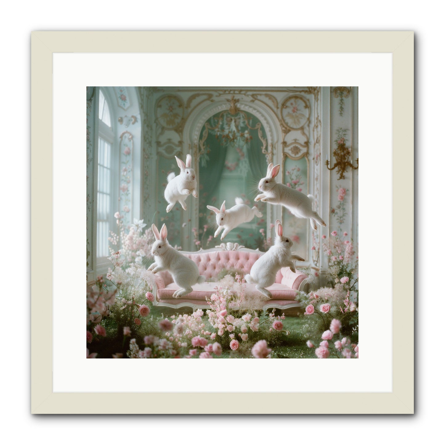 Floral Felicity -- Framed Print - White 16x16