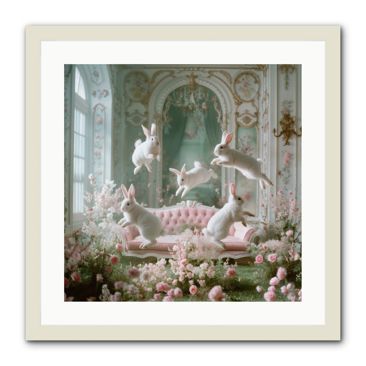 Floral Felicity -- Framed Print - White 20x20