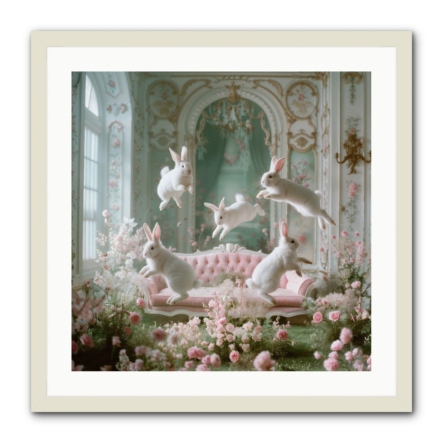 Floral Felicity -- Framed Print - White 24x24