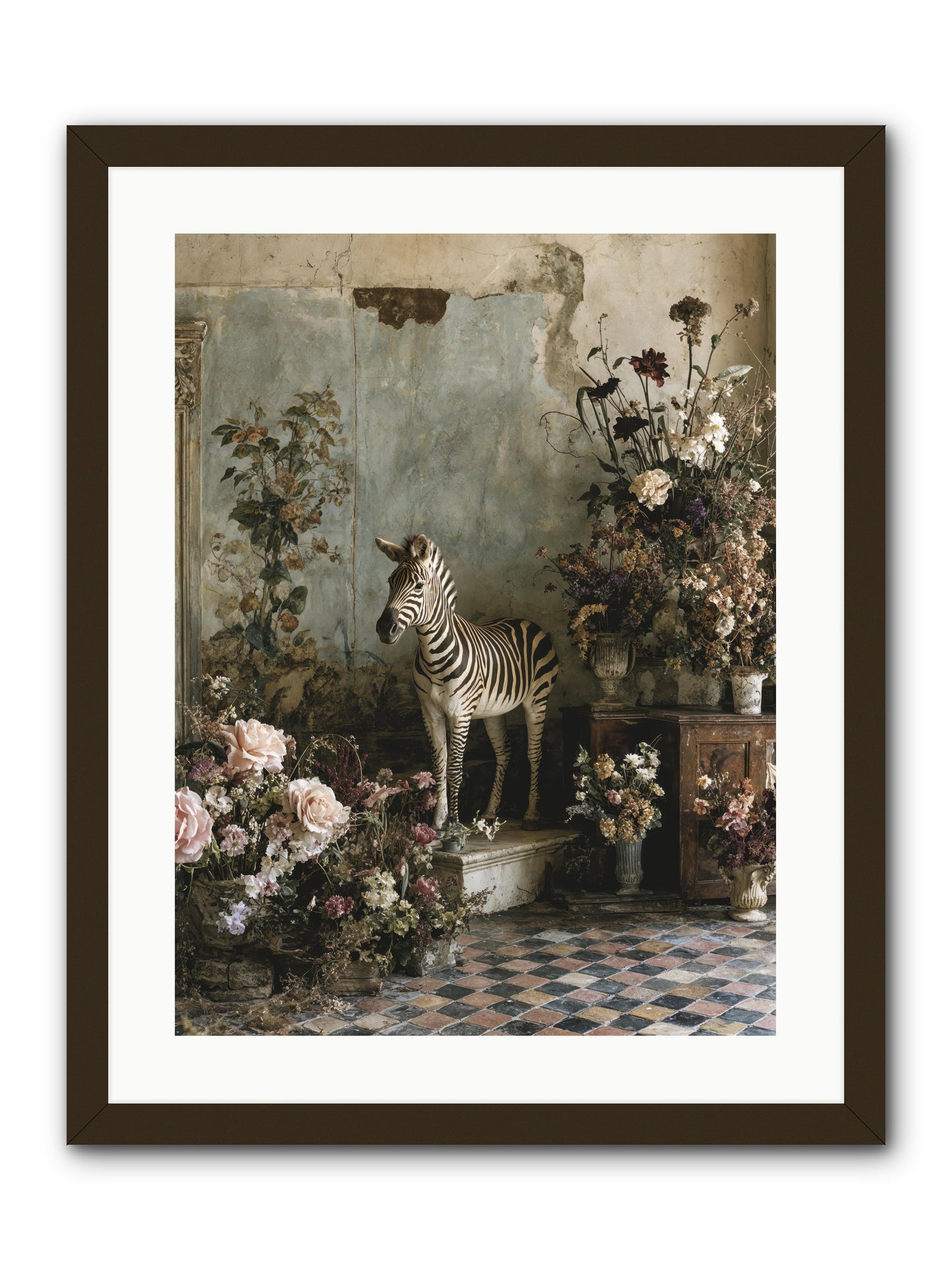 Flower Court Assembly -- Framed Print - Black 18x24