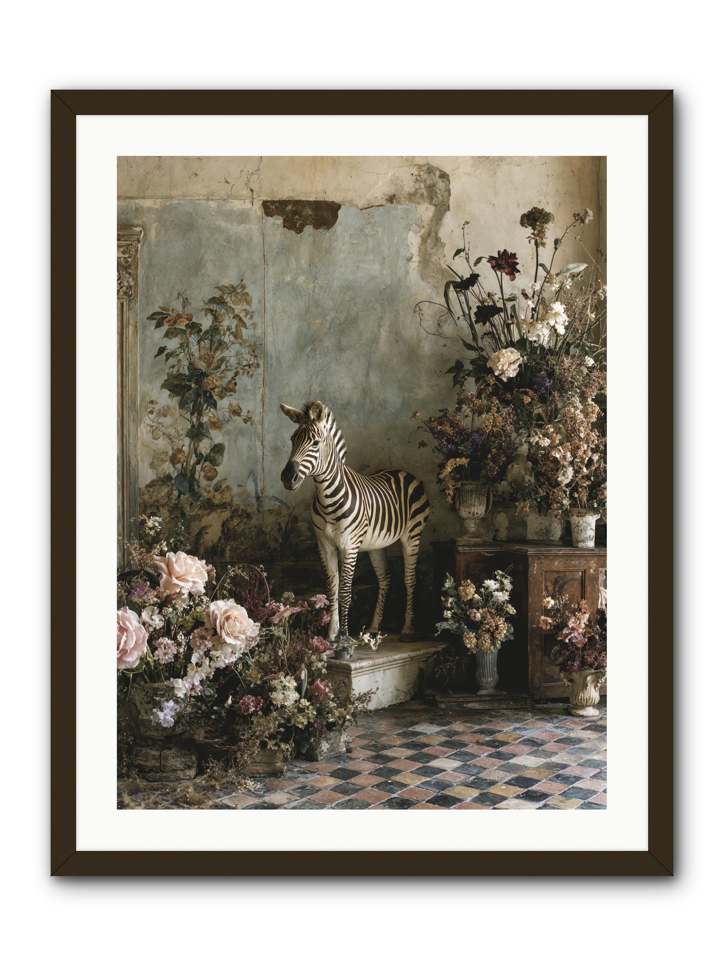 Flower Court Assembly -- Framed Print - Black 24x32