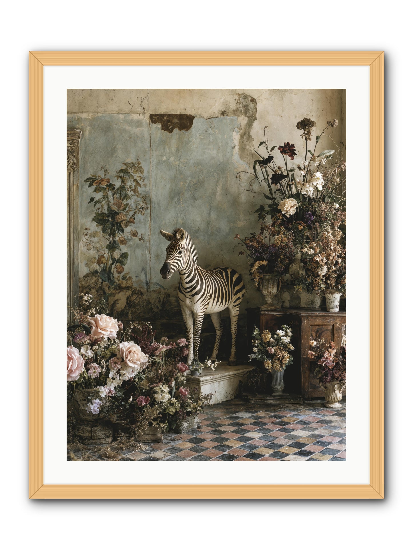 Flower Court Assembly -- Framed Print - Natural 24x32