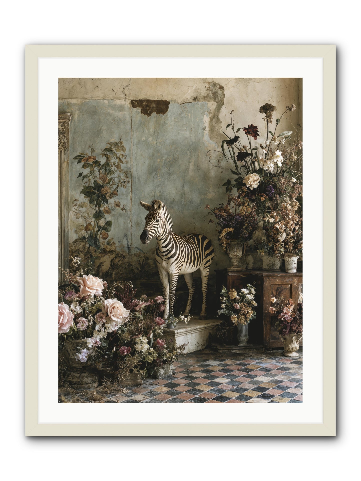 Flower Court Assembly -- Framed Print - White 24x32