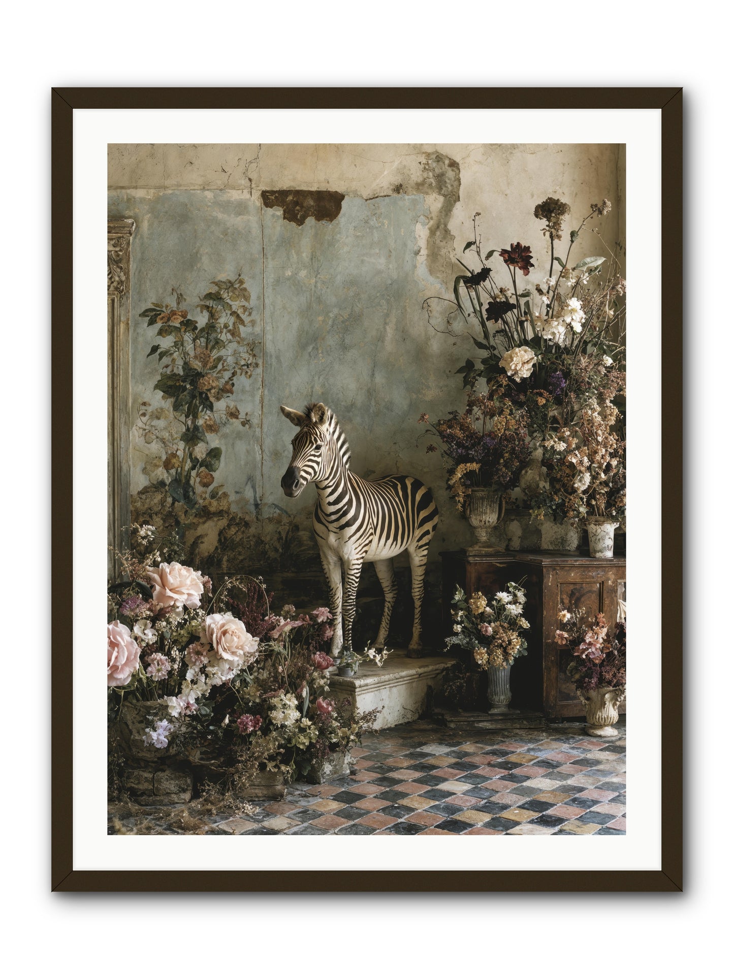 Flower Court Assembly -- Framed Print - Black 30x40
