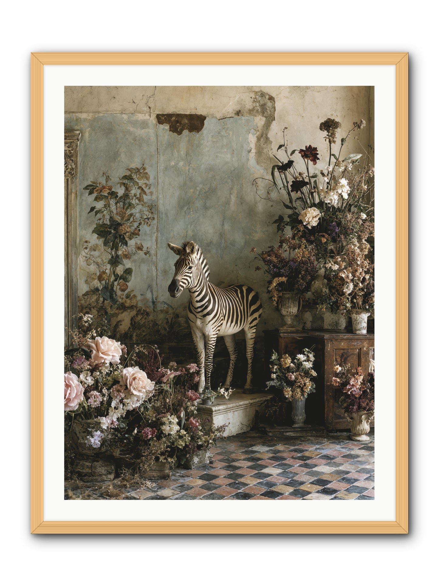 Flower Court Assembly -- Framed Print - Natural 30x40