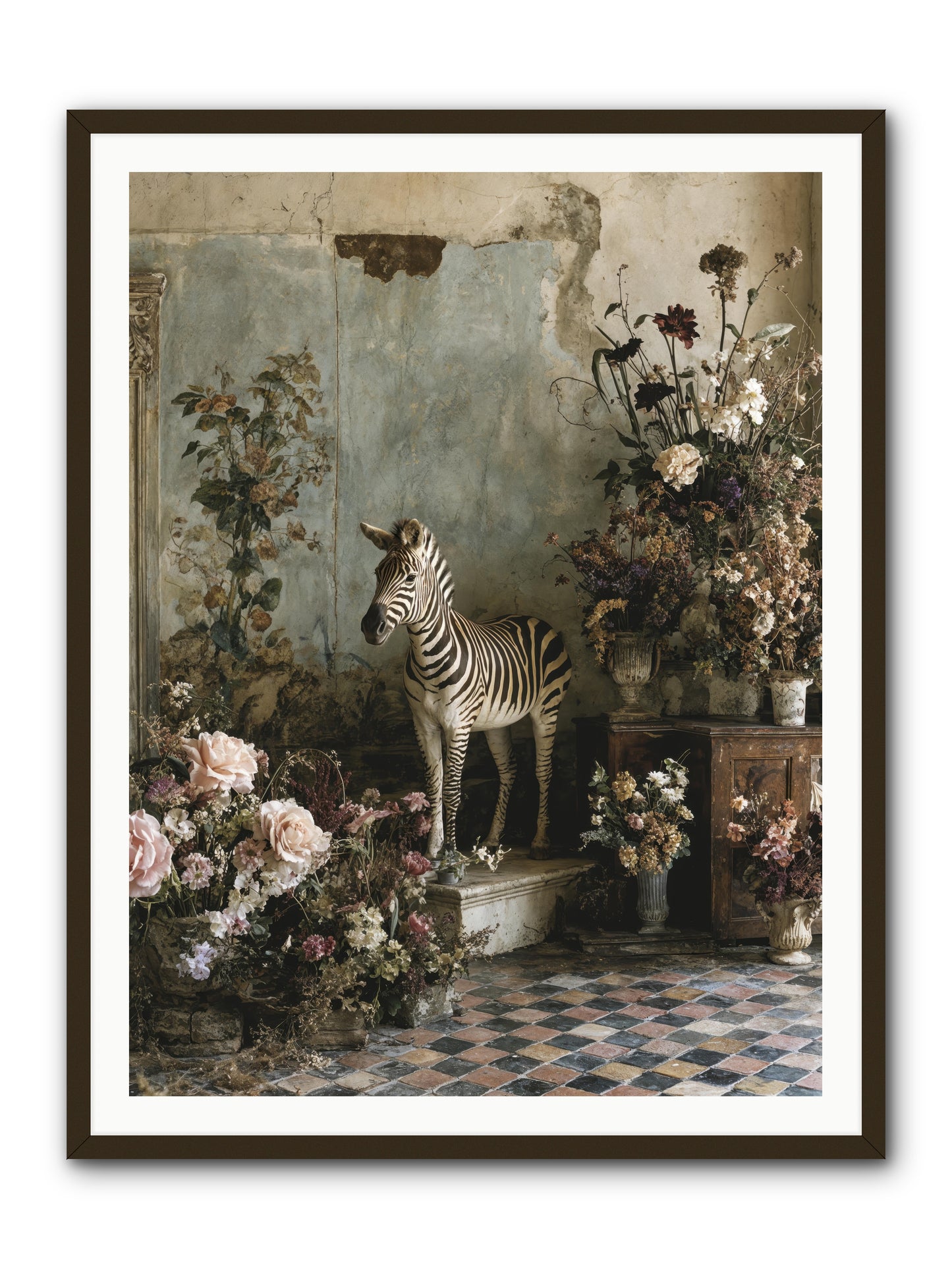 Flower Court Assembly -- Framed Print - Black 36x48