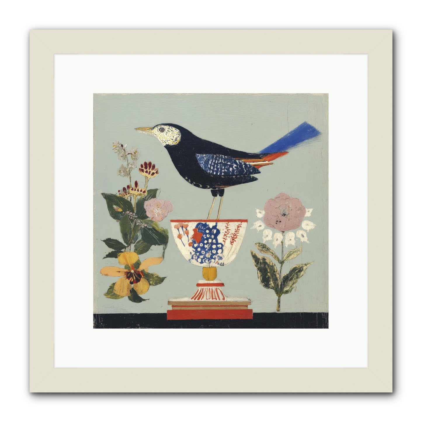 Footnotes from a Faded Ballroom -- Framed Print - White 12x12