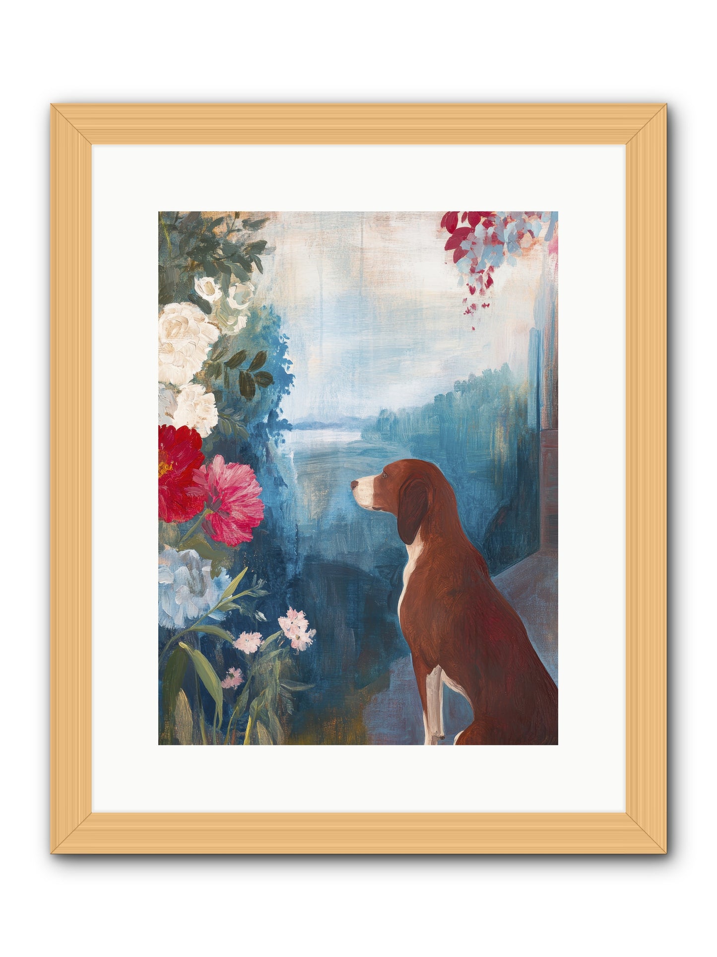 Forest Path Companion -- Framed Print - Natural 12x16
