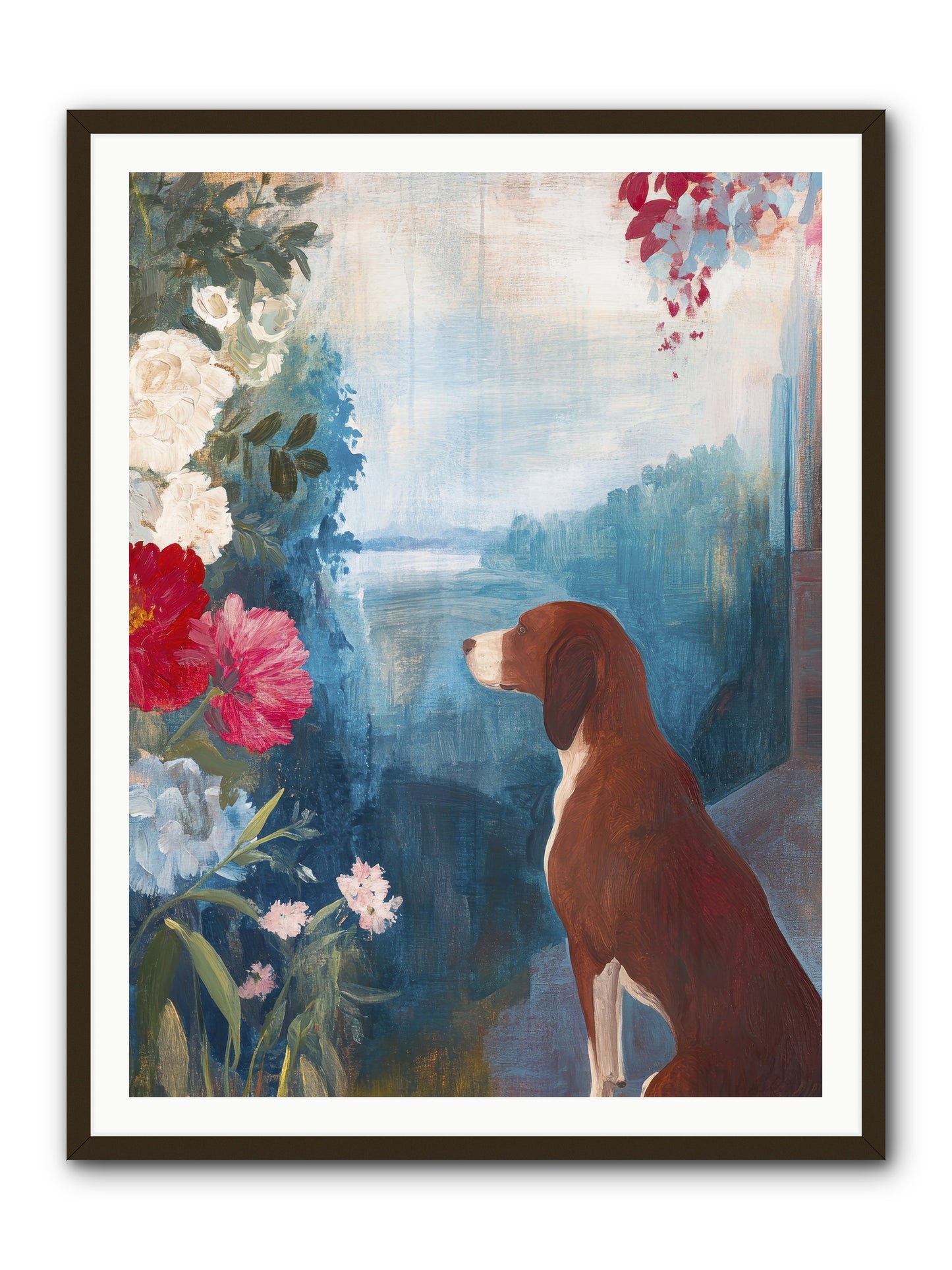 Forest Path Companion -- Framed Print - Black 36x48