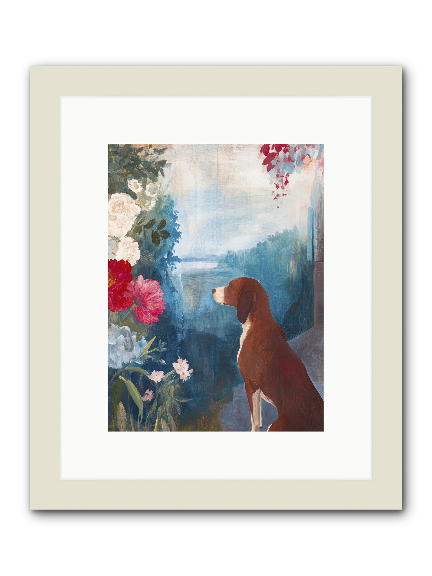 Forest Path Companion -- Framed Print - White 9x12