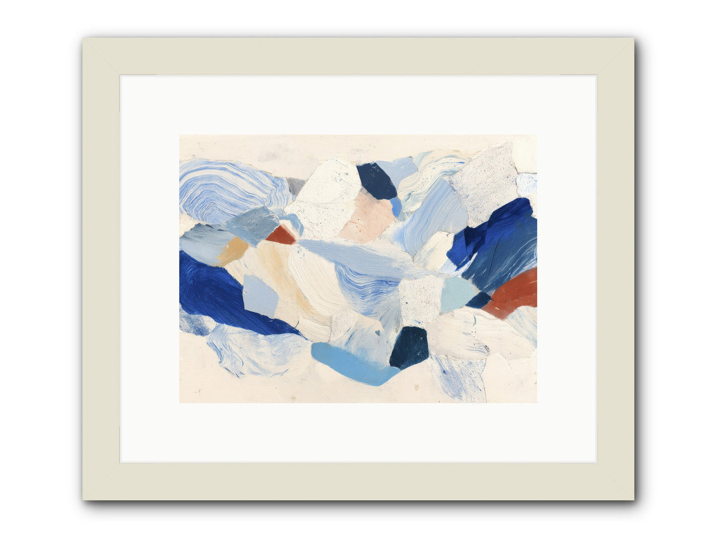 Fragmented Tides -- Framed Print - White 12x9