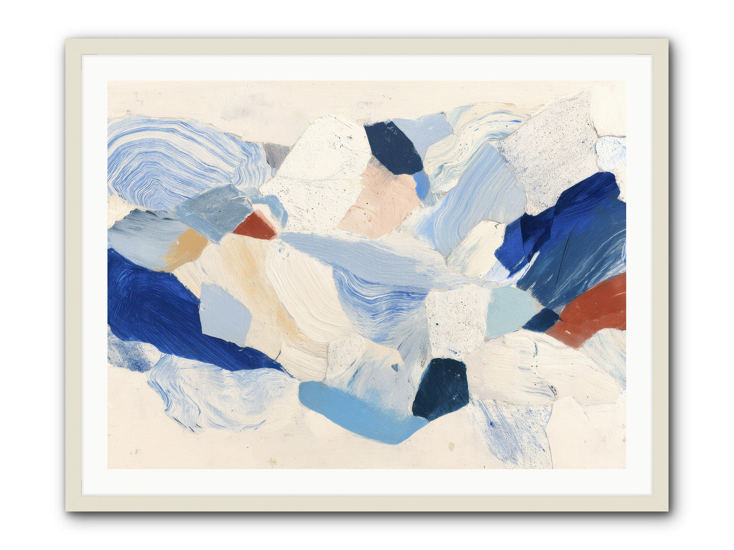 Fragmented Tides -- Framed Print - White 40x30