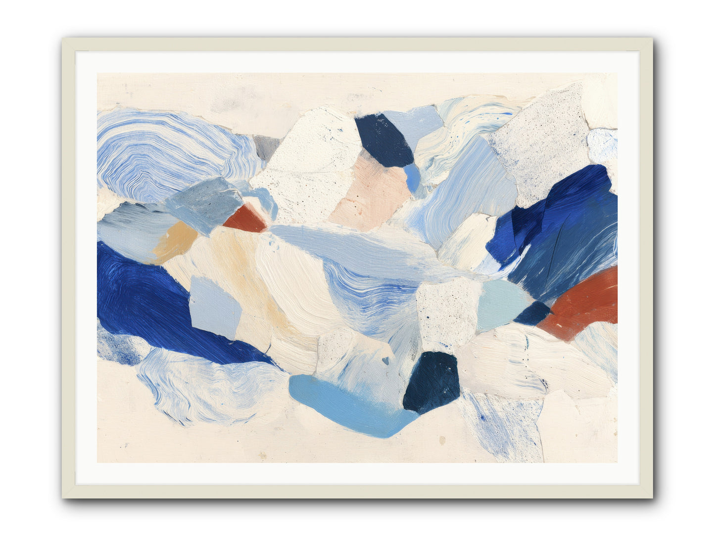 Fragmented Tides -- Framed Print - White 48x36