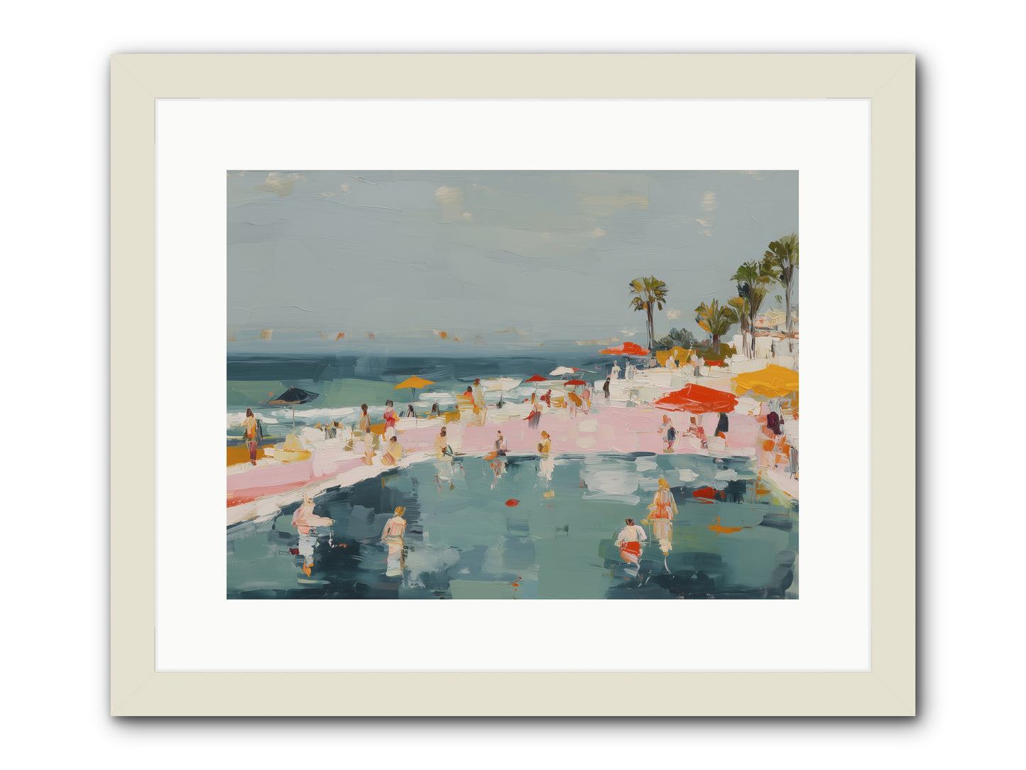 French Kiss Waters -- Framed Print - White 16x12