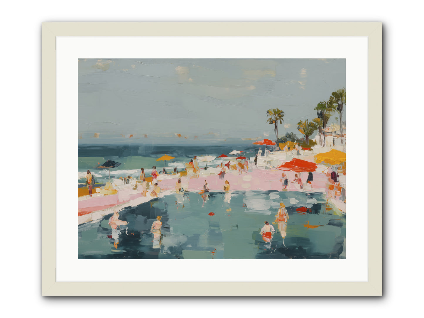 French Kiss Waters -- Framed Print - White 24x18