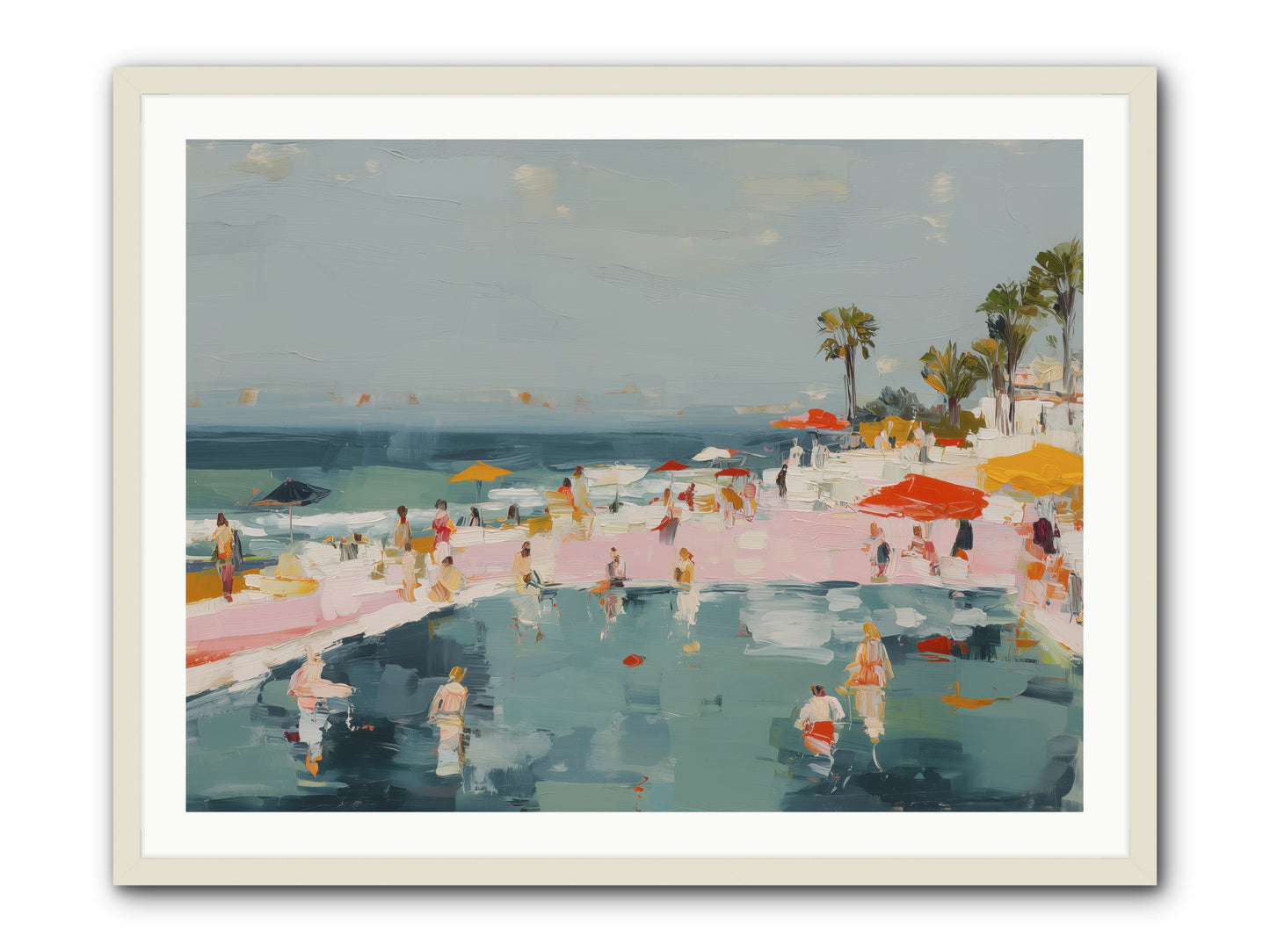 French Kiss Waters -- Framed Print - White 40x30