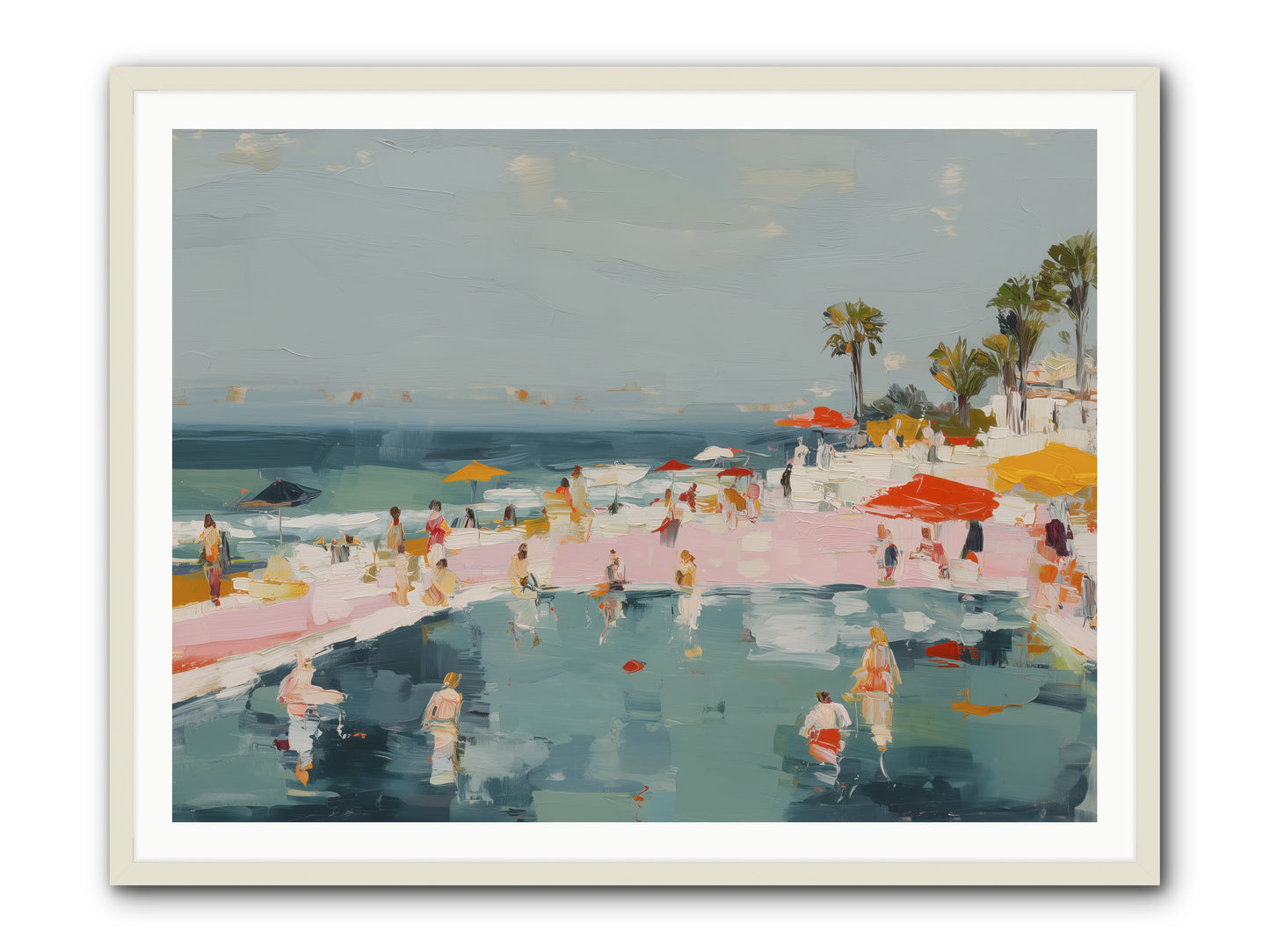 French Kiss Waters -- Framed Print - White 48x36